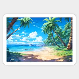 Summer Paradise Beach Landscape – Anime Wallpaper Sticker